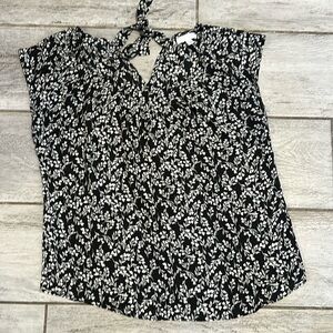 Lauren Conrad Black and White Floral Dress Top Size Medium